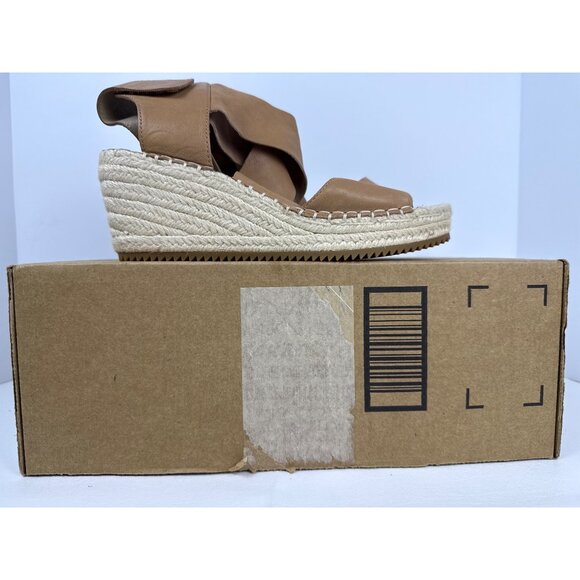 Eileen Fisher Women's Willow Tumbled Tan Leather Wedge Espadrille Sandal 7.5 - Picture 10 of 11